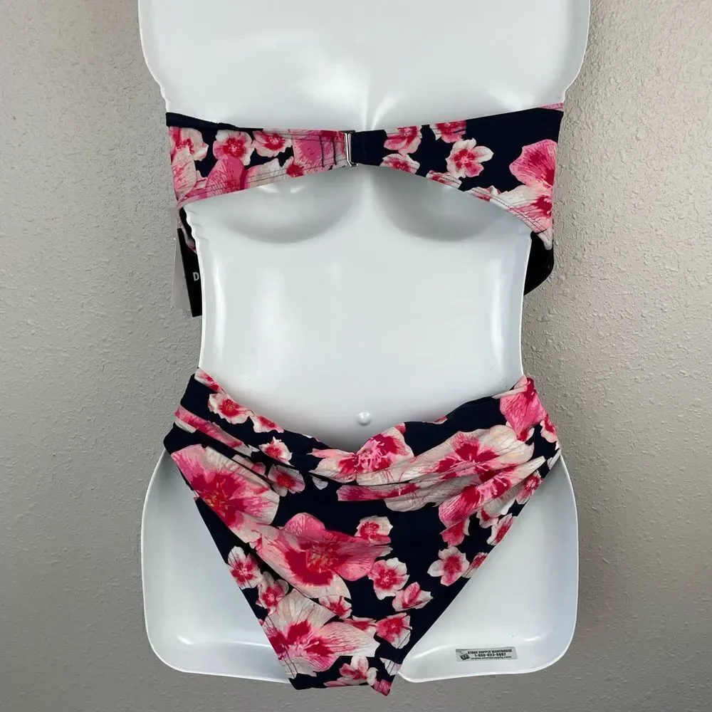 MWT DKNY Floral Matching Bikini and Bottoms Size XXL